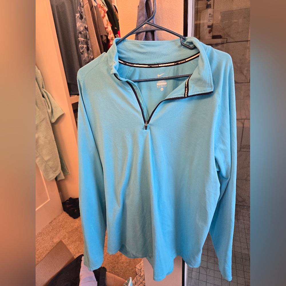 Nike Blue Quarter Zip Up with Stand-Up Collar